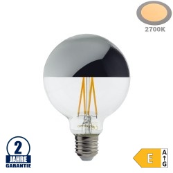 7W LED Spiegelkopf E27 G95 Birne Silber Glas Warmweiß